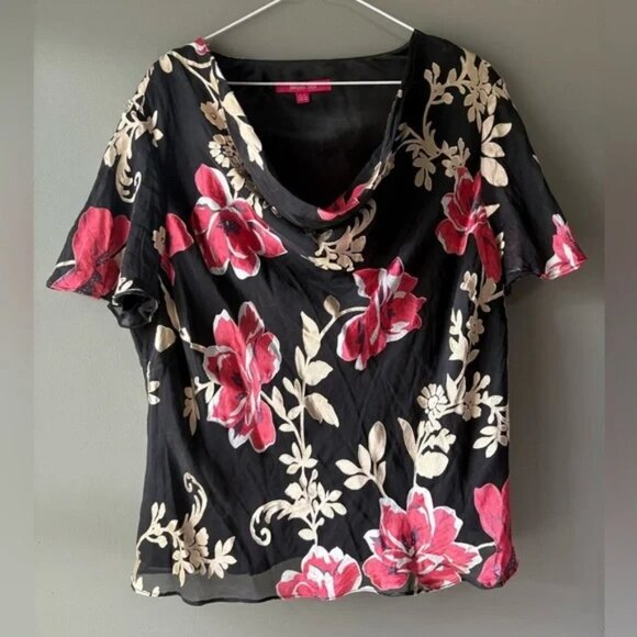 Jacques Vert, size 20, plus size, curvy, floral blouse. Silk blend - Picture 1 of 5